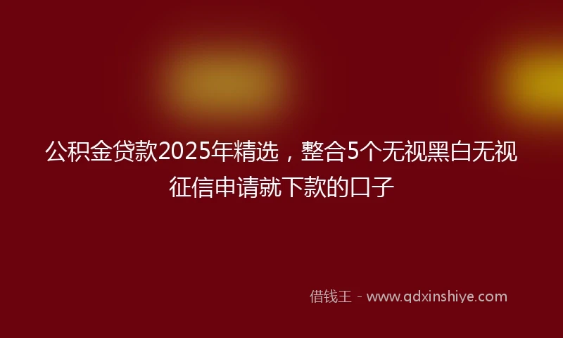 公积金贷款2025年精选，整合5个无视黑白无视征信申请就下款的口子