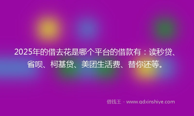 2025年的借去花是哪个平台的借款有：读秒贷、省呗、柯基贷、美团生活费、替你还等。