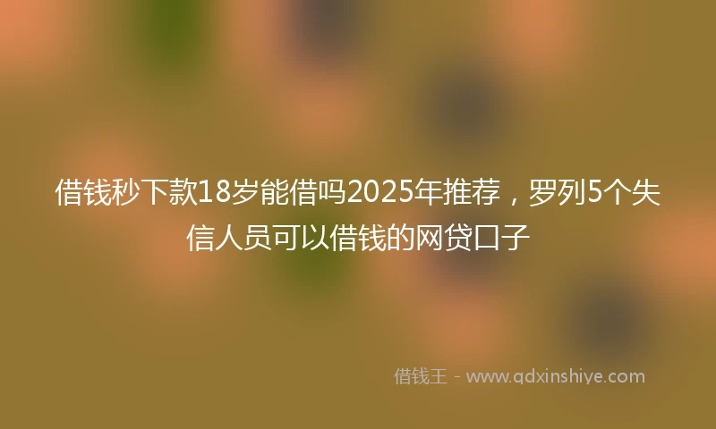 借钱秒下款18岁能借吗2025年推荐，罗列5个失信人员可以借钱的网贷口子