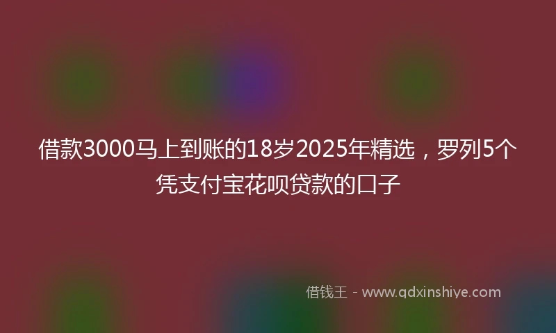 借款3000马上到账的18岁2025年精选，罗列5个凭支付宝花呗贷款的口子