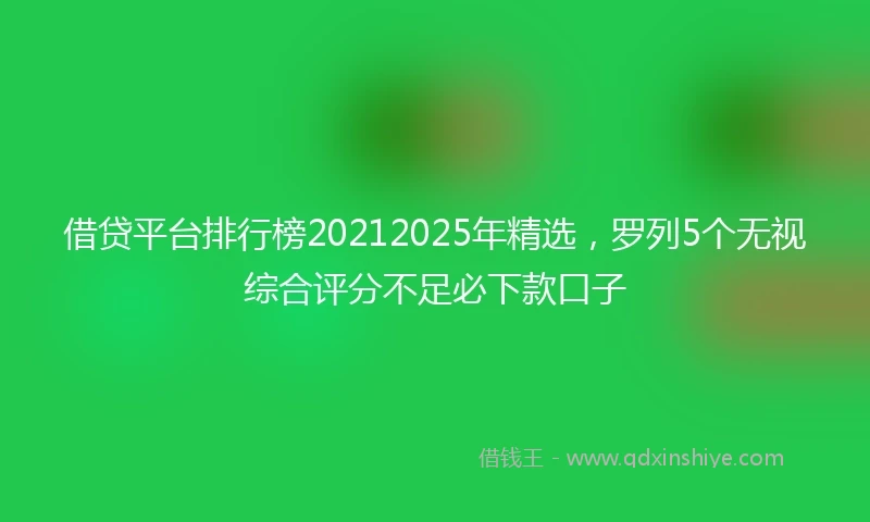 借贷平台排行榜20212025年精选，罗列5个无视综合评分不足必下款口子