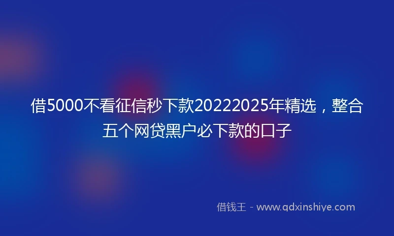 借5000不看征信秒下款20222025年精选，整合五个网贷黑户必下款的口子