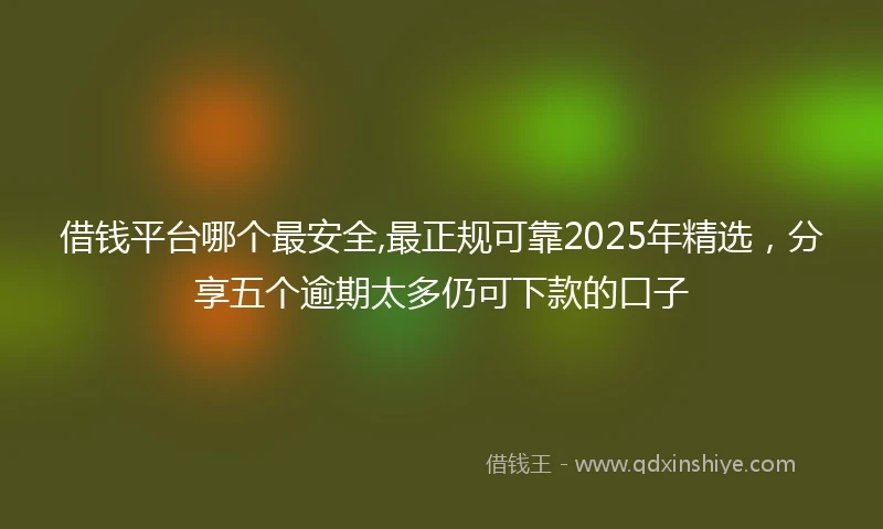 借钱平台哪个最安全,最正规可靠2025年精选，分享五个逾期太多仍可下款的口子
