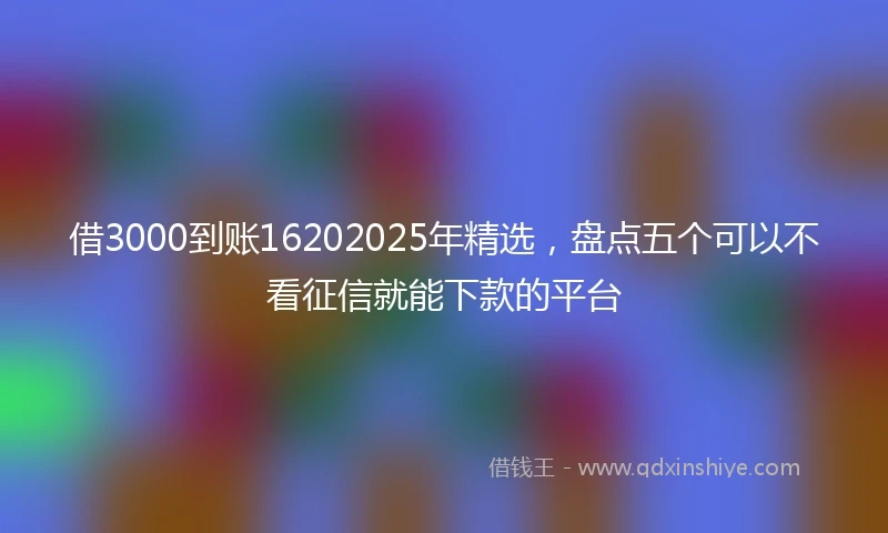 借3000到账16202025年精选,盘点五个可以不看征信就能下款的平台