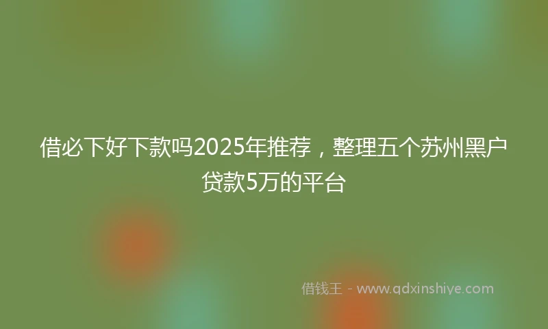 借必下好下款吗2025年推荐，整理五个苏州黑户贷款5万的平台