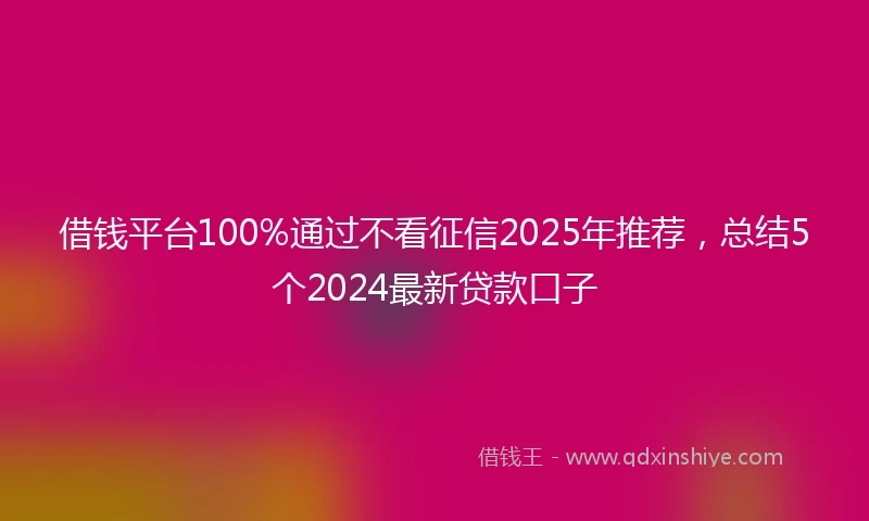 借钱平台100%通过不看征信2025年推荐，总结5个2024最新贷款口子