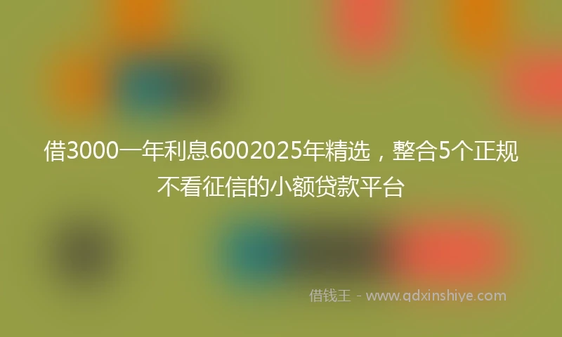 借3000一年利息6002025年精选，整合5个正规不看征信的小额贷款平台