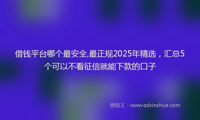 借钱平台哪个最安全,最正规2025年精选，汇总5个可以不看征信就能下款的口子