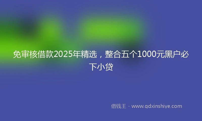 免审核借款2025年精选，整合五个1000元黑户必下小贷