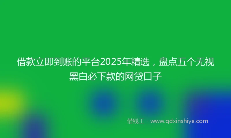 借款立即到账的平台2025年精选，盘点五个无视黑白必下款的网贷口子