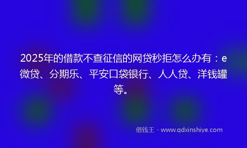 2025年的借款不查征信的网贷秒拒怎么办有:e微贷、分期乐、平安口袋银行、人人贷、洋钱罐等。