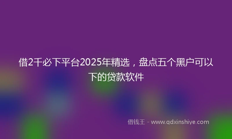 借2千必下平台2025年精选，盘点五个黑户可以下的贷款软件