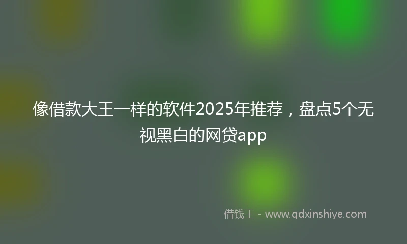 像借款大王一样的软件2025年推荐，盘点5个无视黑白的网贷app