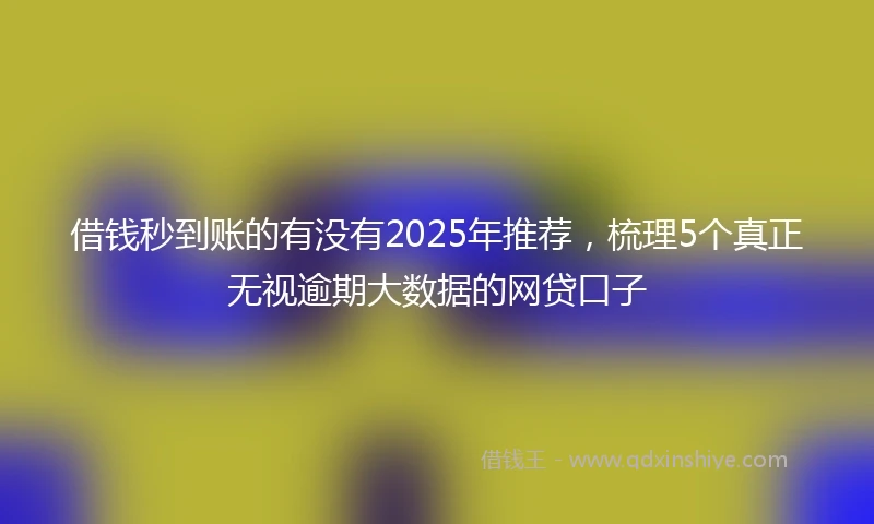 借钱秒到账的有没有2025年推荐，梳理5个真正无视逾期大数据的网贷口子