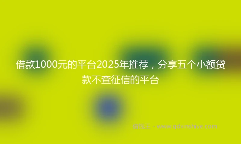 借款1000元的平台2025年推荐，分享五个小额贷款不查征信的平台