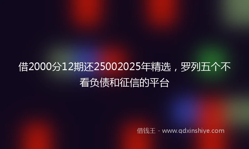借2000分12期还25002025年精选，罗列五个不看负债和征信的平台