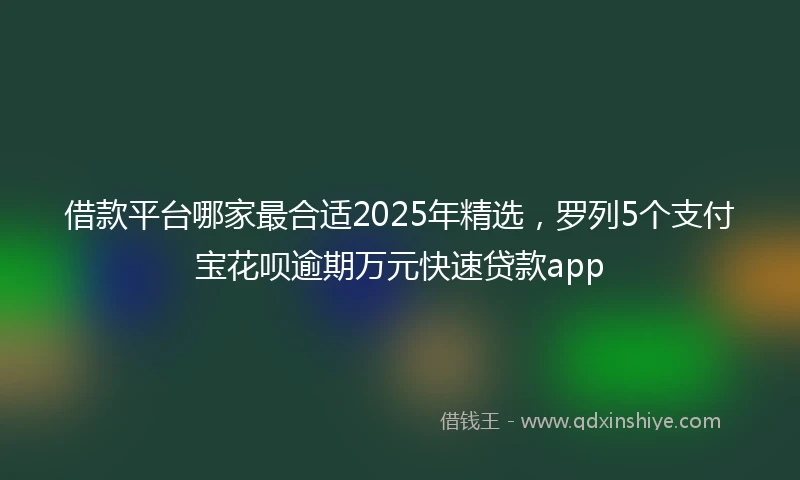 借款平台哪家最合适2025年精选，罗列5个支付宝花呗逾期万元快速贷款app