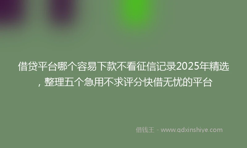 借贷平台哪个容易下款不看征信记录2025年精选，整理五个急用不求评分快借无忧的平台