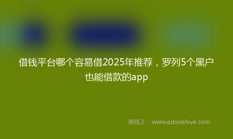 借钱平台哪个容易借2025年推荐，罗列5个黑户也能借款的app