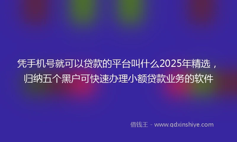 凭手机号就可以贷款的平台叫什么2025年精选，归纳五个黑户可快速办理小额贷款业务的软件