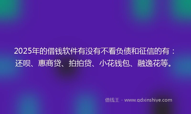 2025年的借钱软件有没有不看负债和征信的有：还呗、惠商贷、拍拍贷、小花钱包、融逸花等。