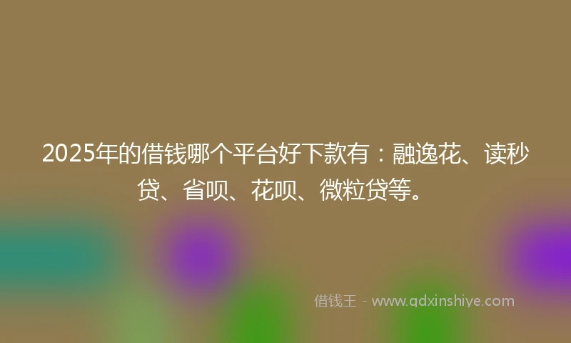 2025年的借钱哪个平台好下款有：融逸花、读秒贷、省呗、花呗、微粒贷等。