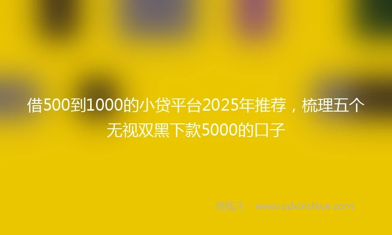 借500到1000的小贷平台2025年推荐，梳理五个无视双黑下款5000的口子