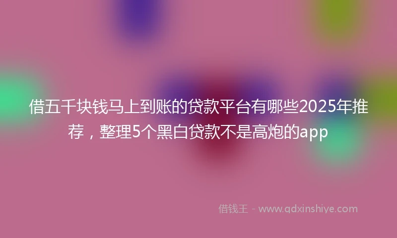 借五千块钱马上到账的贷款平台有哪些2025年推荐，整理5个黑白贷款不是高炮的app