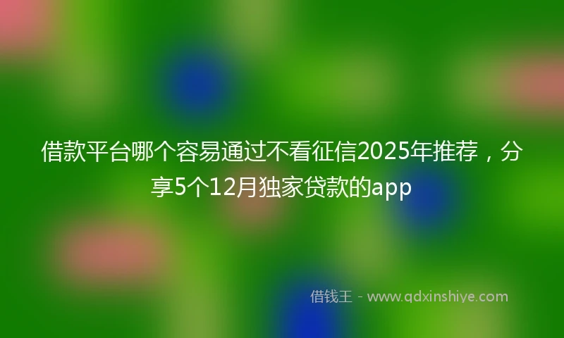 借款平台哪个容易通过不看征信2025年推荐，分享5个12月独家贷款的app