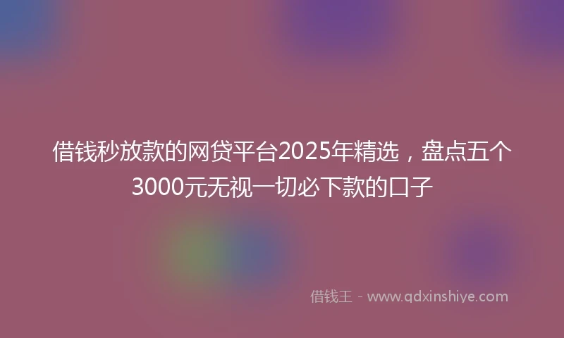 借钱秒放款的网贷平台2025年精选，盘点五个3000元无视一切必下款的口子