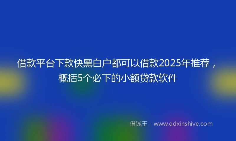 借款平台下款快黑白户都可以借款2025年推荐,概括5个必下的小额贷款软件