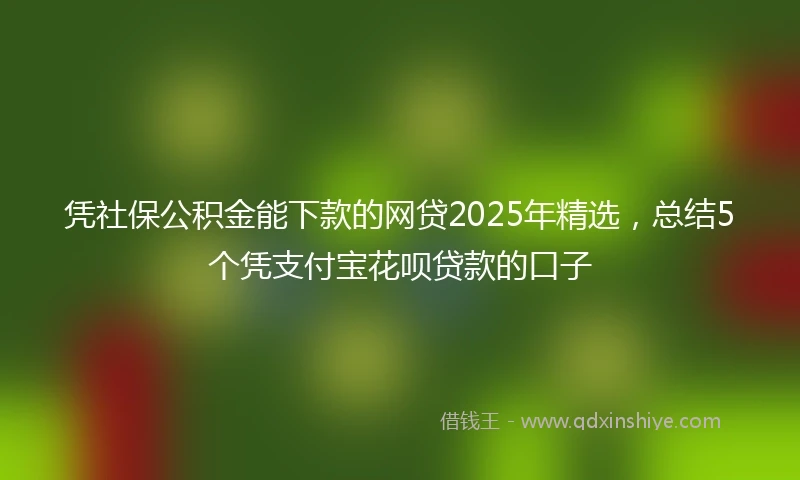 凭社保公积金能下款的网贷2025年精选，总结5个凭支付宝花呗贷款的口子