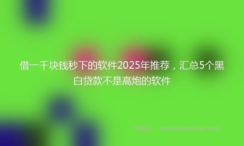 借一千块钱秒下的软件2025年推荐，汇总5个黑白贷款不是高炮的软件