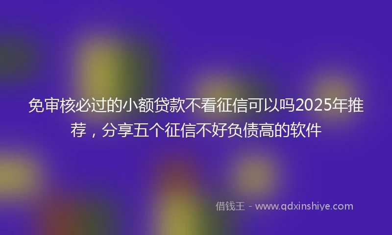 免审核必过的小额贷款不看征信可以吗2025年推荐，分享五个征信不好负债高的软件