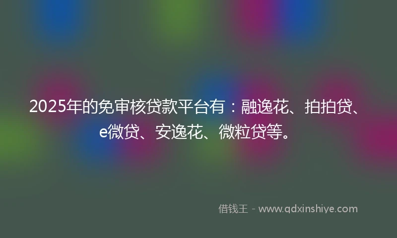 2025年的免审核贷款平台有：融逸花、拍拍贷、e微贷、安逸花、微粒贷等。