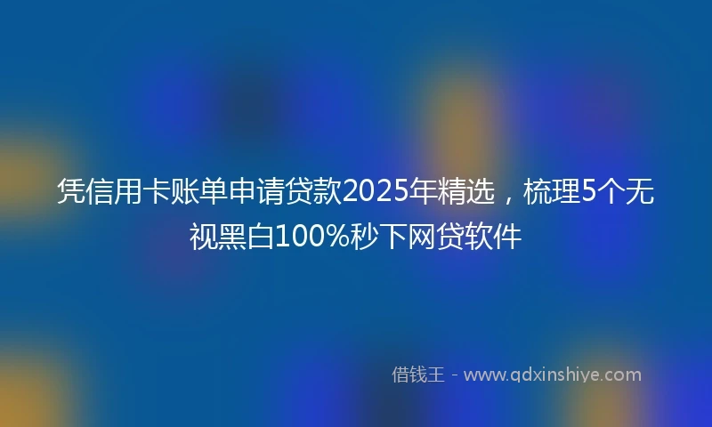 凭信用卡账单申请贷款2025年精选，梳理5个无视黑白100%秒下网贷软件