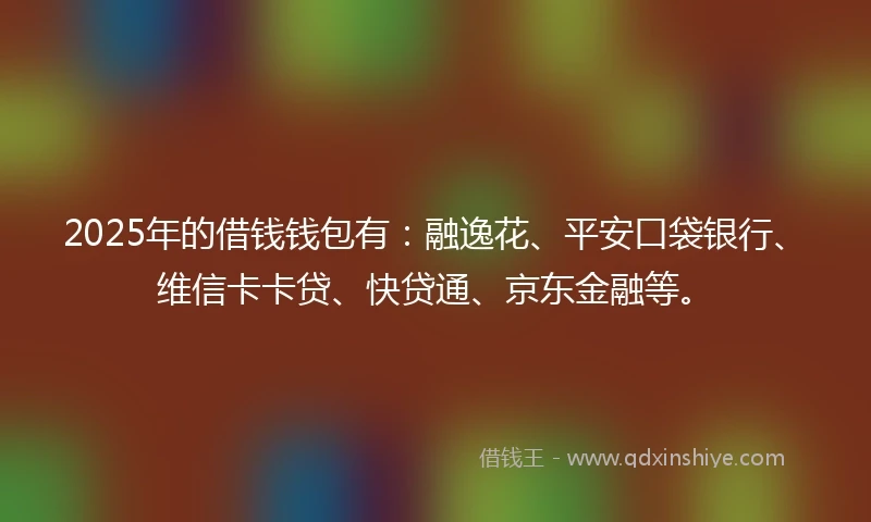2025年的借钱钱包有：融逸花、平安口袋银行、维信卡卡贷、快贷通、京东金融等。