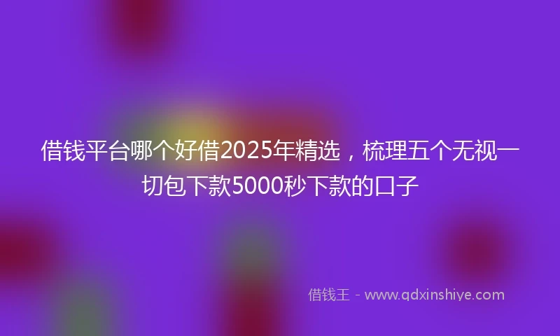借钱平台哪个好借2025年精选，梳理五个无视一切包下款5000秒下款的口子