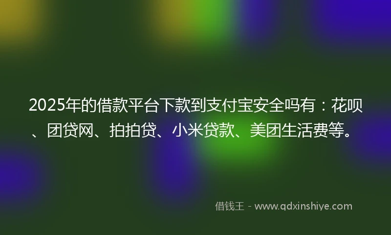 2025年的借款平台下款到支付宝安全吗有：花呗、团贷网、拍拍贷、小米贷款、美团生活费等。