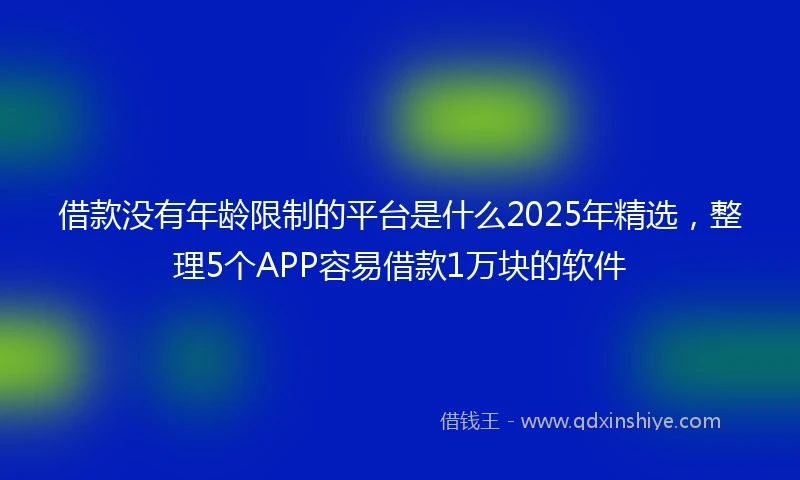 借款没有年龄限制的平台是什么2025年精选，整理5个APP容易借款1万块的软件