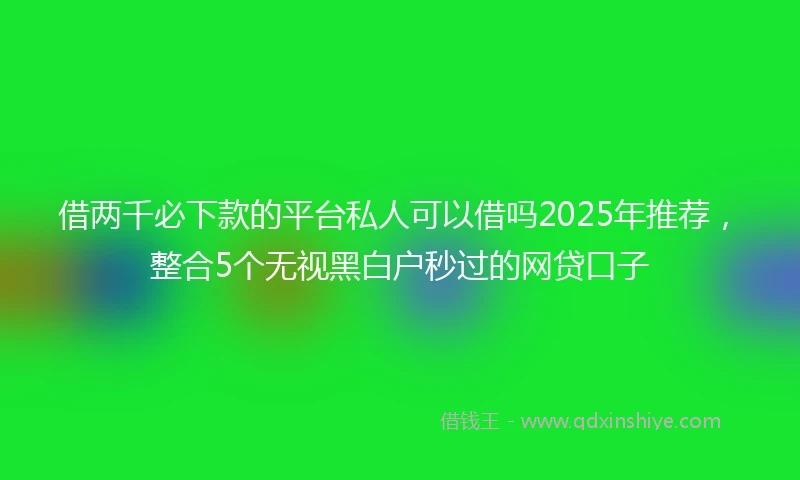 借两千必下款的平台私人可以借吗2025年推荐，整合5个无视黑白户秒过的网贷口子