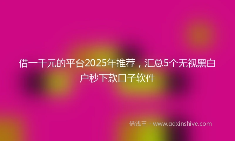 借一千元的平台2025年推荐，汇总5个无视黑白户秒下款口子软件