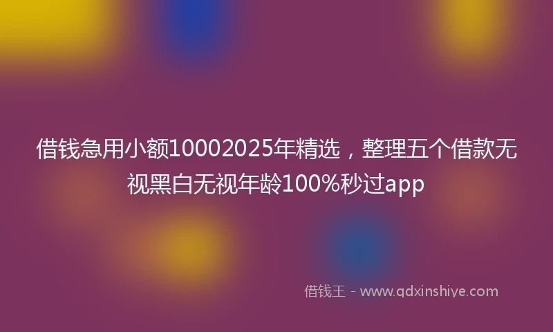 借钱急用小额10002025年精选，整理五个借款无视黑白无视年龄100%秒过app