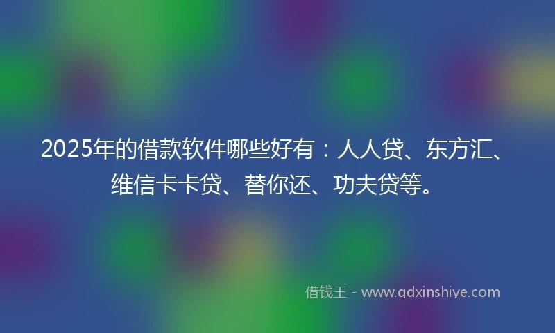 2025年的借款软件哪些好有：人人贷、东方汇、维信卡卡贷、替你还、功夫贷等。
