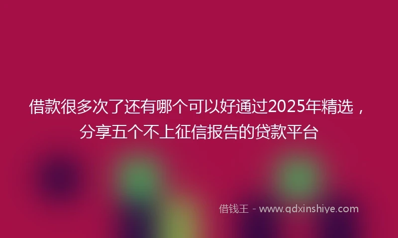 借款很多次了还有哪个可以好通过2025年精选，分享五个不上征信报告的贷款平台
