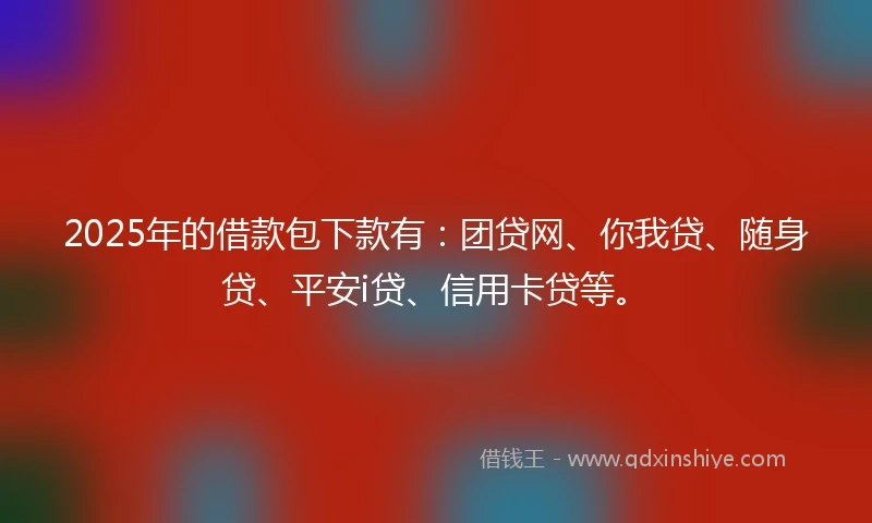 2025年的借款包下款有：团贷网、你我贷、随身贷、平安i贷、信用卡贷等。