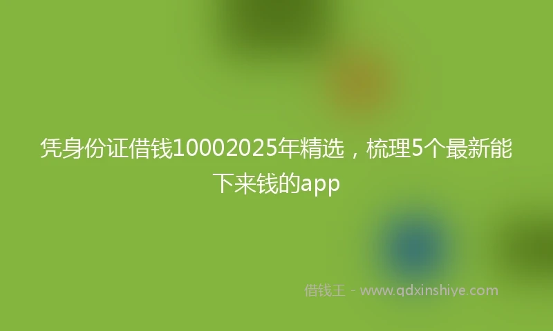 凭身份证借钱10002025年精选，梳理5个最新能下来钱的app