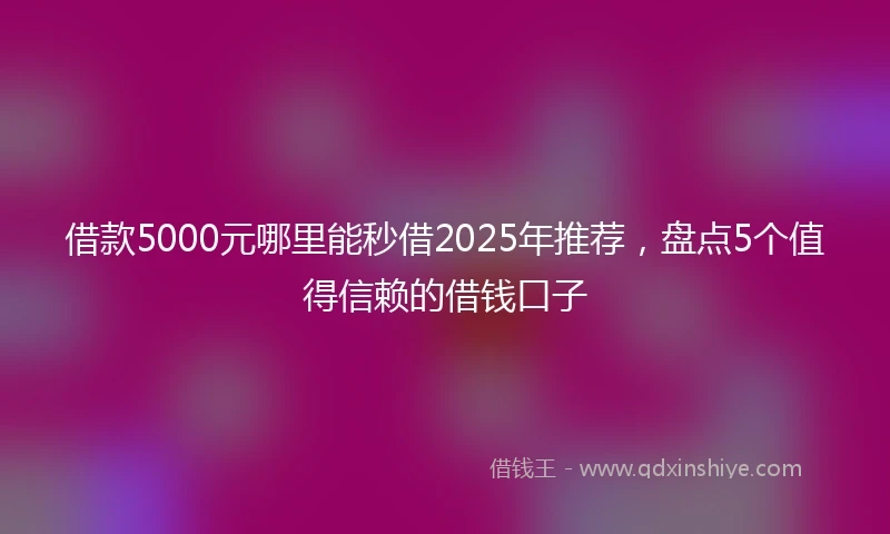 借款5000元哪里能秒借2025年推荐，盘点5个值得信赖的借钱口子