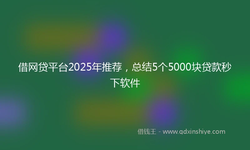 借网贷平台2025年推荐，总结5个5000块贷款秒下软件