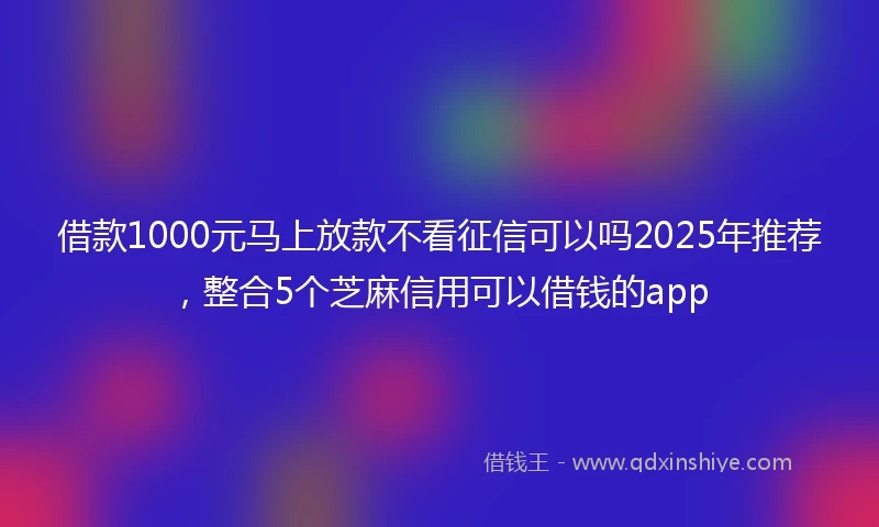 借款1000元马上放款不看征信可以吗2025年推荐，整合5个芝麻信用可以借钱的app